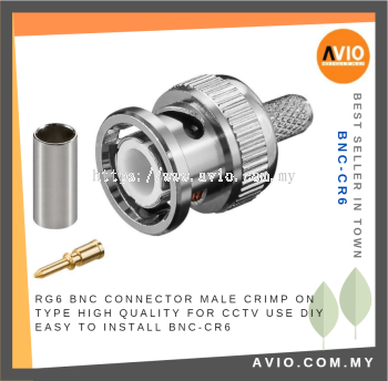 RG6 BNC Connector Male Crimp On Type High Quality for CCTV use DIY Easy to Install BNC-CR6