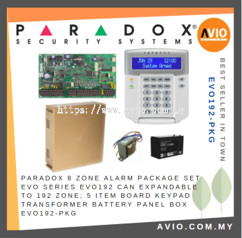 Paradox 8 Zone Alarm Package Set EVO Series EVO192 Expandable to 192 Zone EVO192-PKG