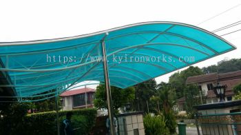 Mild Steel Polycarbonate Green Blue Colour(3mm)Skylight Awning -Frame&Bean Ms 2 inchi Round Hollow ,S.steel 3 inchi Round Hollow