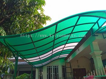 Mild Steel Polycarbonate Green/Clear Nu Colour(3mm)Skylight Awning -Frame Ms 1 1/2x 1 1/2(1.2)Hollow ,Bean 2x4(1.6) Hollow, Pillar Ms 3x3(1.6)Hollow 