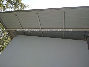 Mild Steel G28(0.35mm)Metal Deck PU Metal Awning- Frame Ms 1 1/2x3(1.6),Ms 1 1/2x 1 1/2(1.2)Hollow ,Bean Ms 2x6(2.3)Hollow  