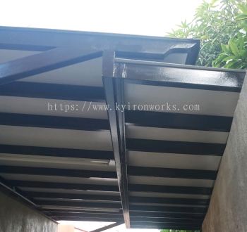 Mild Steel Aluminium Composite Panel (ACP 4mm)Pergola Roof Awning -Frame & Arm Ms 1 1/2x3(1.6) or Ms 2x4(1.6) Hollow,Bean Ms 2x5(1.9) with Overlap 