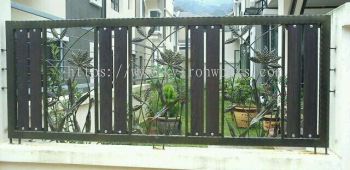 Wrought iron Steel Flower bundle Aluminium Panel (Wood Black Brown)Fencing 