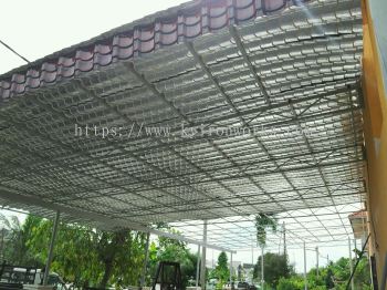 Mild Steel G28(0.35mm)Ajiyar (Opp)Silver Sunstop Awning- Frame Ms 1x1(1.0),Ms 1/2 X1/2(1.0)Hollow ,Bean Ms 2x4(1.6)Hollow ,Pillar 2Inchi Round Hollow 