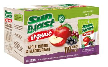 Sunblast Organic 100% Apple Cherry Blackcurrant Juice
