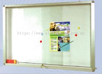 Aluminium Frame Magnetic White Board Sliding Glass Cabinet-19