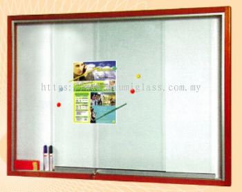 Wooden Frame Magnetic White Board Sliding Glass Cabinet-26