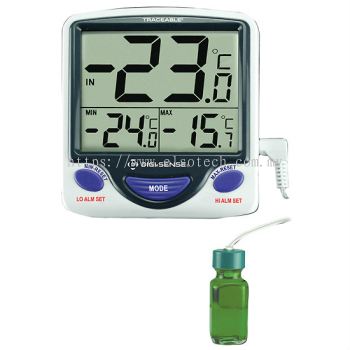 Digi-Sense Calibrated Jumbo Fridge/Freezer Digital Thermometer, bottle probe