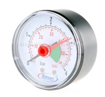 389-0575 - RS PRO GAGE250011 Analogue Positive Pressure Gauge Dial 4bar, Connection Size BSP 1/4