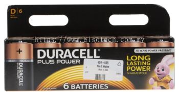 451-865 - Duracell Plus Power Duracell 1.5V Alkaline D Batteries - D +/PWR P6 RS 