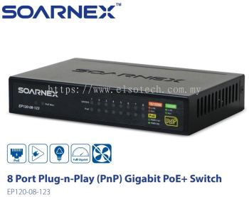 EP120-08-123 8 Port Plug-n-Play (PnP) Gigabit PoE+ Switch