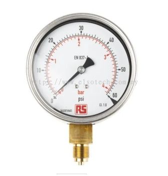  189-002 - RS PRO G 3/8 Bottom Entry Pressure Gauge 60psi