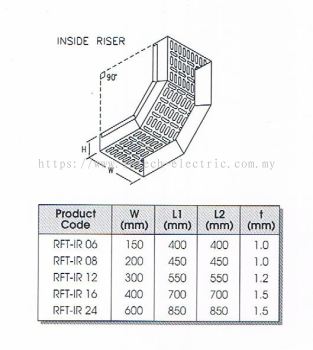 INSIDE RISER PERFORATED CABLE TRAY FITTING