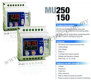 MIKRO MU250-415 NUMERICAL UNDER/OVER VOLTAGE RELAY 3-PHASE