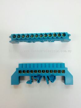 30A~12Way (6mm x 9mm)Insulated Neutral LinkBlue