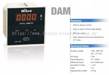 MIKRO DAM3000 AMPMETER WITH SELECTOR (600A~5000A)