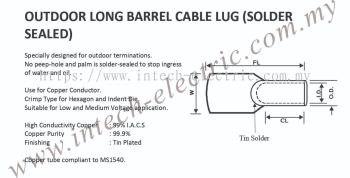 Outdoor Long Barrel Cable Lug (Solder Sealed) 