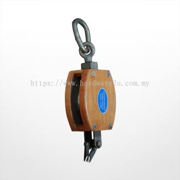 RE07) Wooden Block with Link (Single Sheave)