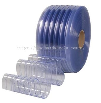 PVC CLEAR BLUE RIBBED CURTAIN 2MM X 200MM X 50MTR