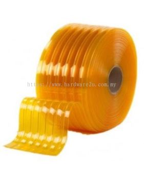 PVC STRIP CURTAIN CLEAR YELLOW RIBBED SIZE : 3MM x 300MM x 50MTR