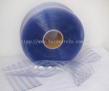 PVC CURTAIN CLEAR BLUE RIBBED SIZE : 3MM THK x 300MM x 50MTR