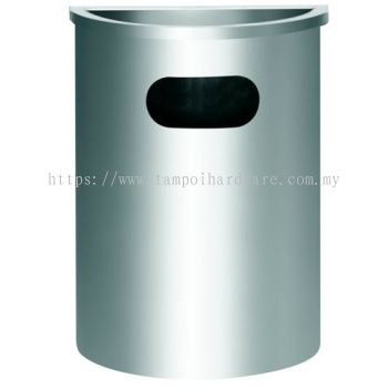 Stainless Steel Semi Round Bin complete with  Ashtray Top  SBR-038SS