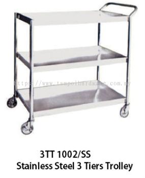 3T 1002SS# Stainless Steel 3 Tiers Trolley   91.5L x 61W x 91.5H   cm