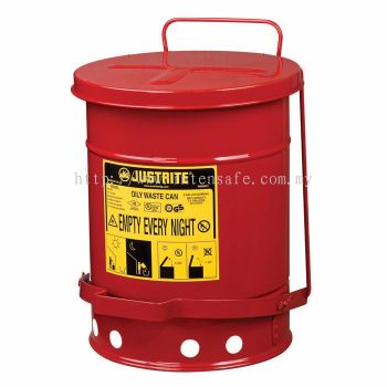 Oily Waste Can, 6 gallon (20L), foot-operated self-closing cover 