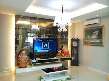 Living Hall T.V cabinet cum feature wall design