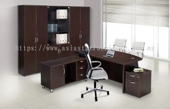 QAMAR EXECUTIVE DIRECTOR OFFICE TABLE SET WITH SIDE DRAWER & MOBILE PEDESTAL 1D1F & HIGH CABINET SET 2 - Best Buy Director Office Table | Director Office Table Glenmarie Shah Alam | Director Office Table Chan Sow Lin | Director Office Table Shamelin