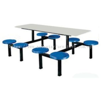 8 SEATER RECTANGULAR FIBREGLASS TABLE WITH STOOLS-canteen table ttdi | canteen table damansara kim | canteen table setapak