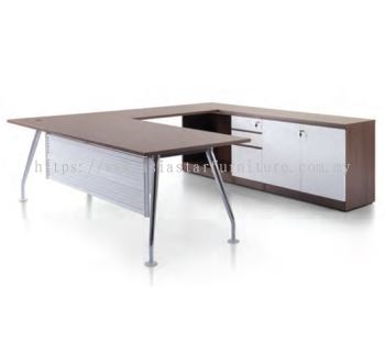 ZIXIA EXECUTIVE L SHAPE MANAGER OFFICE TABLE CHROME LEG WITH LOW OFFICE CABINET - Top 10 Best Value Director Office Table | Director Office Table Mahkota Cheras | Director Office Table Puchong | Director Office Table Sunway