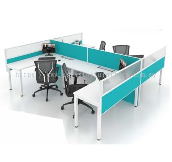 CLUSTER OF 4 OFFICE PARTITION WORKSTATION - Partition Workstation Sunway Damansara | Partition Workstation Kota Damansara | Partition Workstation Sungai Buloh | Partition Workstation Tropicana