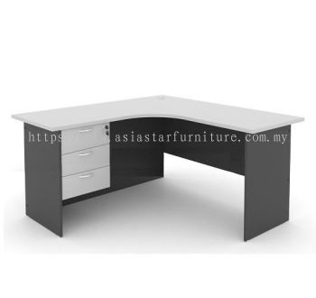 5' L Shape Office Table/Desk c/w Hanging Drawer (Color Grey) - L shape table Top 10 Best Selling | L shape table Cheras | L shape table Ampang | L shape table Sungai Besi 