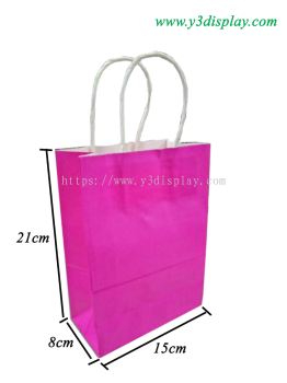 12601-15x21x8cm Paper Bag-Pink-12pcs