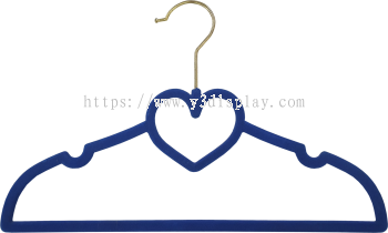 40076-5pcs Velvet Hanger(Love)Dark Blue