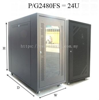 P2480FS/G2480FS. GrowV 24U Floor Stand Rack (PERFORATED / TEMPERED GLASS DOOR)