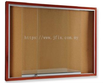 Sliding Glass Notice Board  Wooden Frame