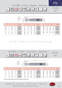 End Mills - 2 Flute - Regular - Ball Nose & End Mills - 2 Flute - Long Series - Ball Nose