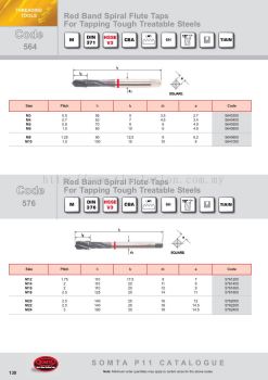 Red Band Spiral Flute Taps For Tapping Tough Treatable Steels