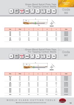 Green Band Spiral Flute Taps For Tapping Carbon Steels
