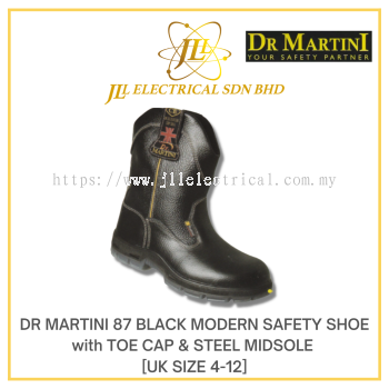 DR MARTINI 87 BLACK MODERN SAFETY SHOE with TOE CAP & STEEL MIDSOLE [UK SIZE 4-12]