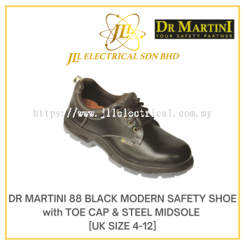 DR MARTINI 88 BLACK MODERN SAFETY SHOE with TOE CAP & STEEL MIDSOLE [UK SIZE 4-12]