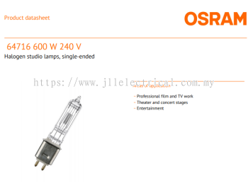OSRAM 64716 GKV G9.5 240V 600W