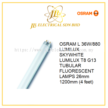 OSRAM L 36W/880 LUMILUX SKYWHITE LUMILUX T8 G13 TUBULAR FLUORESCENT LAMPS 26mm 1200mm (4 feet) 