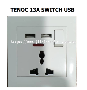 TENOC 13A SWITCH SOCKET + 2 PCS USB