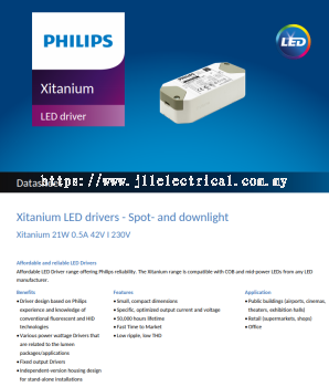 PHILIPS Xitanium 21W 0.5A 42V I 230V 929001410280