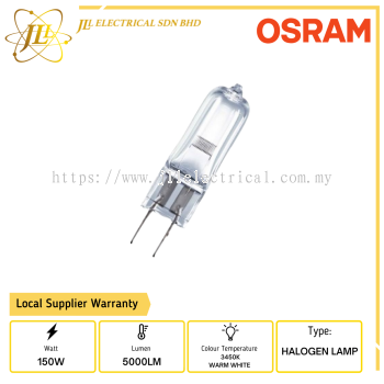 OSRAM 64642 HLX FDV 24V 150W 5000LM G6.35 3450K WARM WHITE HALOGEN LAMP 