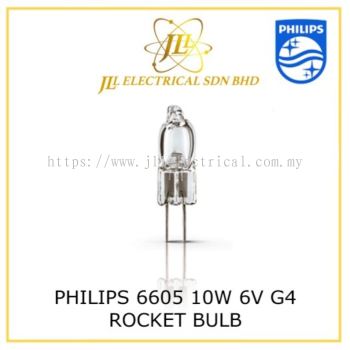 PHILIPS 6605 10W 6V G4 LOW VOLTAGE HALOGEN LAMP, ROCKET BULB