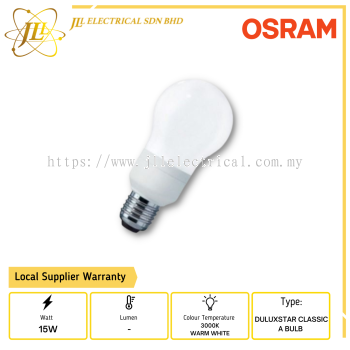 OSRAM Duluxstar Classic A 15w E27 Bulb 2700k Warmwhite
